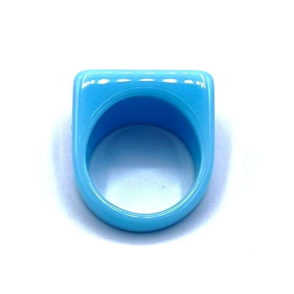 Sky Blue Acrylic Geometric Rectangle Chunky Statement Ring Size 7.5 - Picture 5 of 8